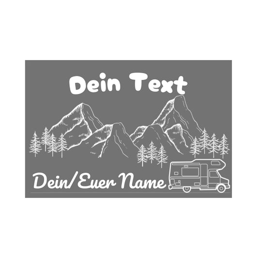 "Berglandschaft Wohnmobil" - Fußmatte personalisiert