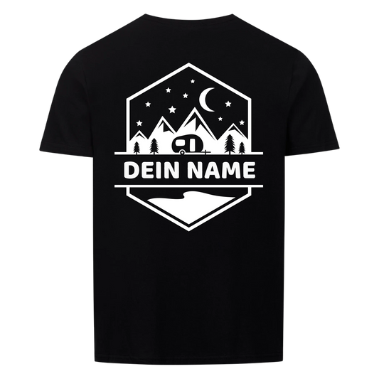 "Happy Camper Monogram" - personalisiertes Basic T-Shirt - Gr. S - 4XL
