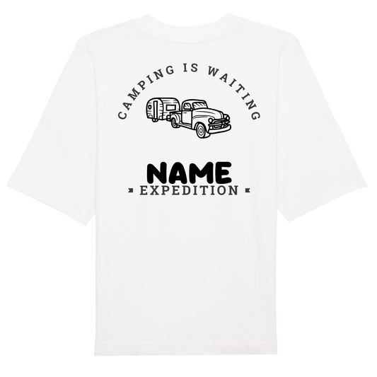 "Camping Expedition" Bio Oversized Shirt personalisiert - Gr. XS - XXL